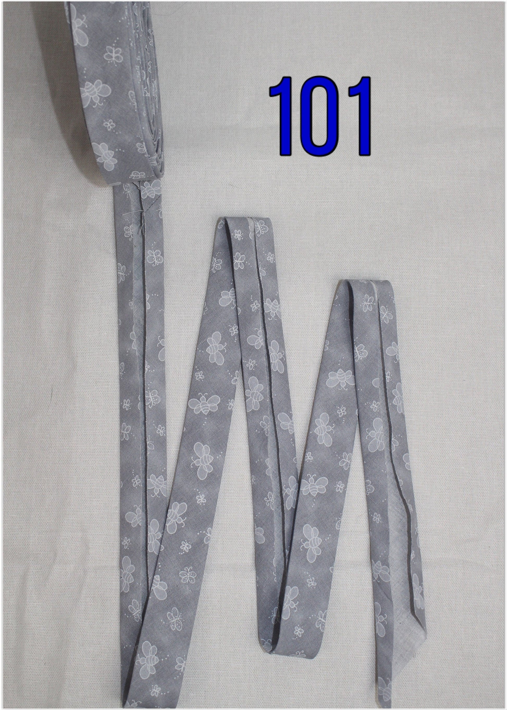 Bias Binding (Tape) 25mm, Cotton, Single Fold, pink, purple, blue, grey bees. Fusible iron on available.