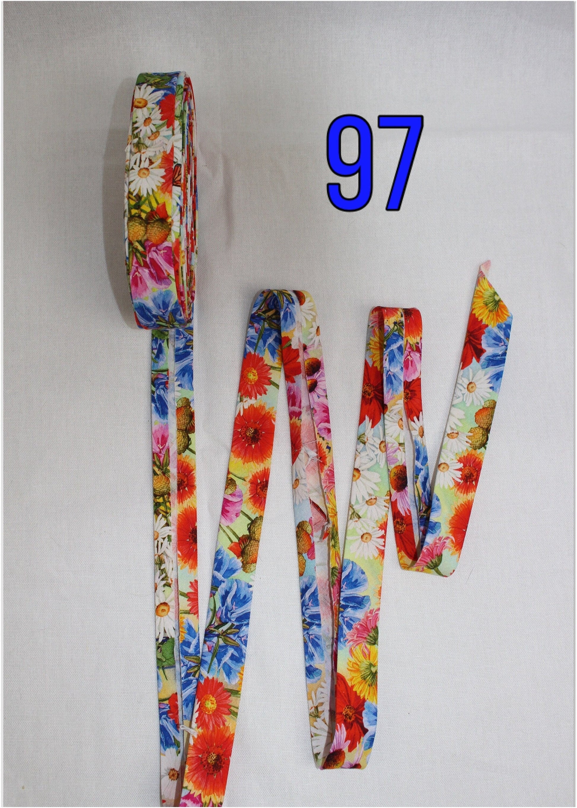 Bias Binding (Tape) 25mm, Cotton, Single Fold. Fusible iron on available. Wool, mermaid scales, flowers, floral, colourful.
