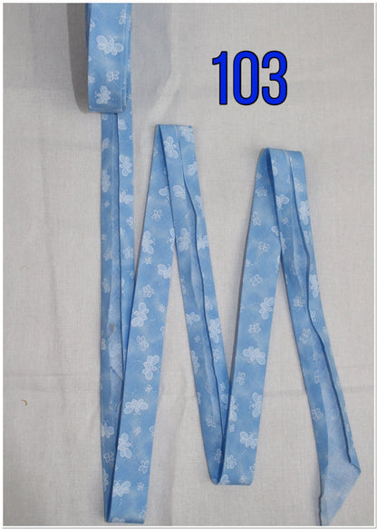 Bias Binding (Tape) 25mm, Cotton, Single Fold, pink, purple, blue, grey bees. Fusible iron on available.