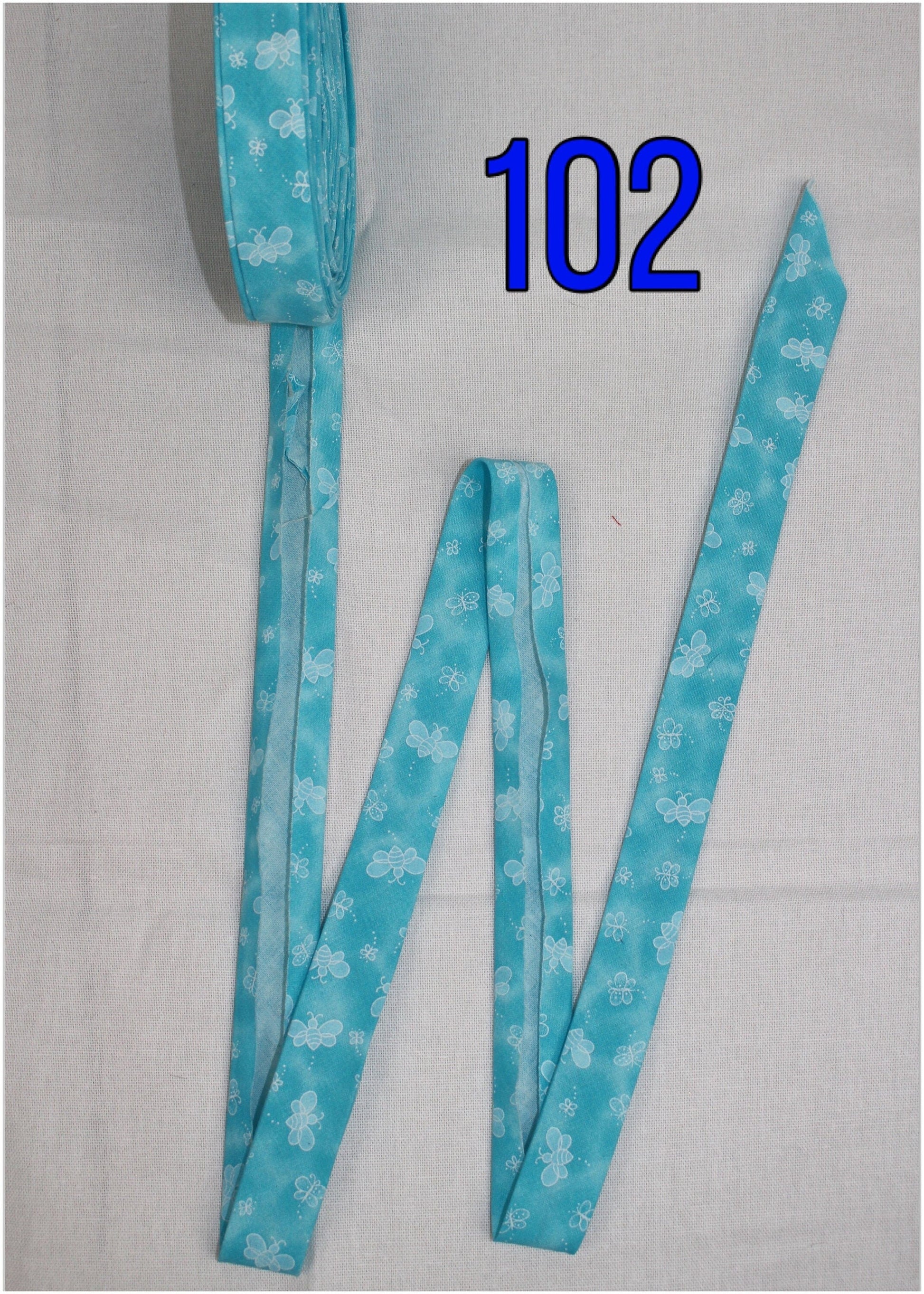 Bias Binding (Tape) 25mm, Cotton, Single Fold, pink, purple, blue, grey bees. Fusible iron on available.