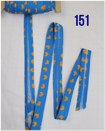 Bias Binding (Tape) 25mm, Cotton, Single Fold, fish, sushi, Jeep, ducks, zebra, cheetah. Fusible iron on available.
