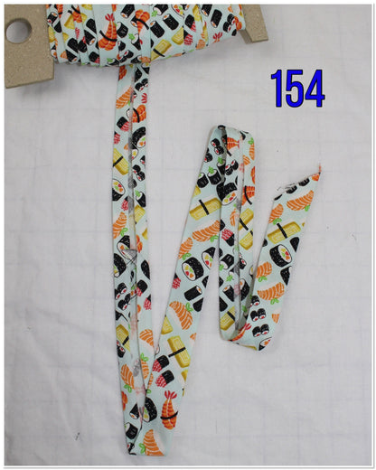 Bias Binding (Tape) 25mm, Cotton, Single Fold, fish, sushi, Jeep, ducks, zebra, cheetah. Fusible iron on available.
