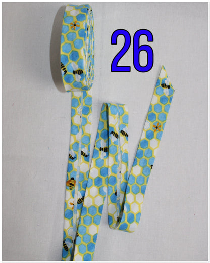 Bias Binding (Tape) 25mm, Cotton, Single Fold, bee, honeycomb. Fusible iron on available.