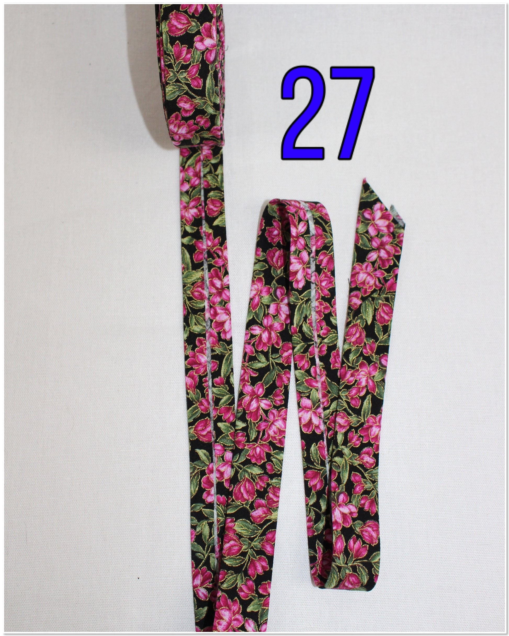 Bias Binding (Tape) 25mm, Cotton, Single Fold, roses, flowers. Fusible iron on available.