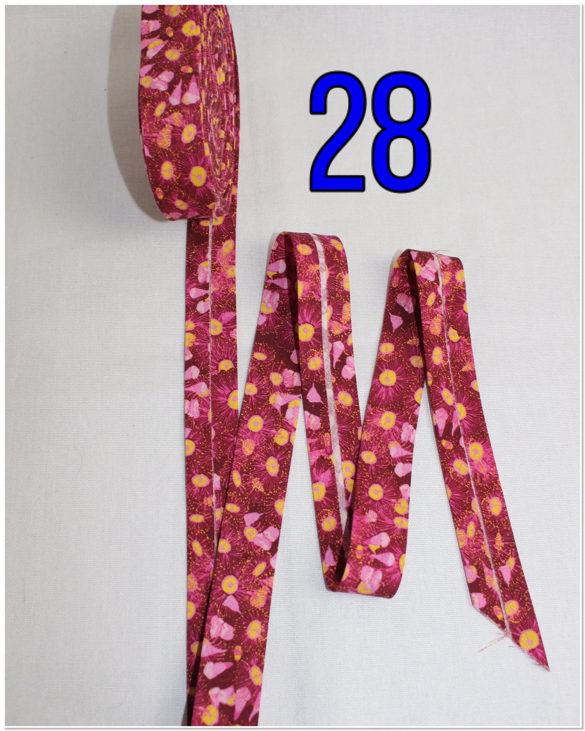 Bias Binding (Tape) 25mm, Cotton, Single Fold, roses, flowers. Fusible iron on available.