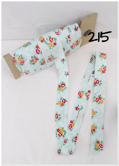 Bias Binding (Tape) 25mm, Cotton, Single Fold, bugs, flowers, patterned. Fusible iron on available.