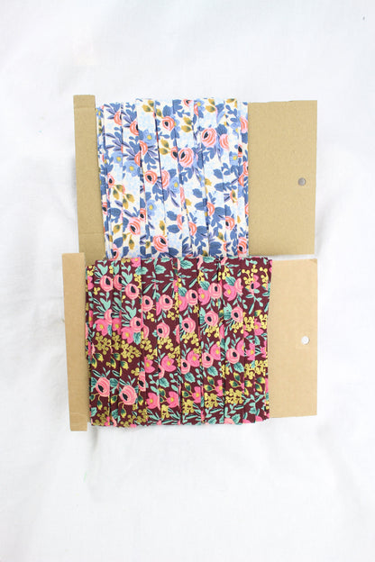 Bias Binding (Tape) 12mm, Cotton, Single Fold, floral. Fusible iron on available.