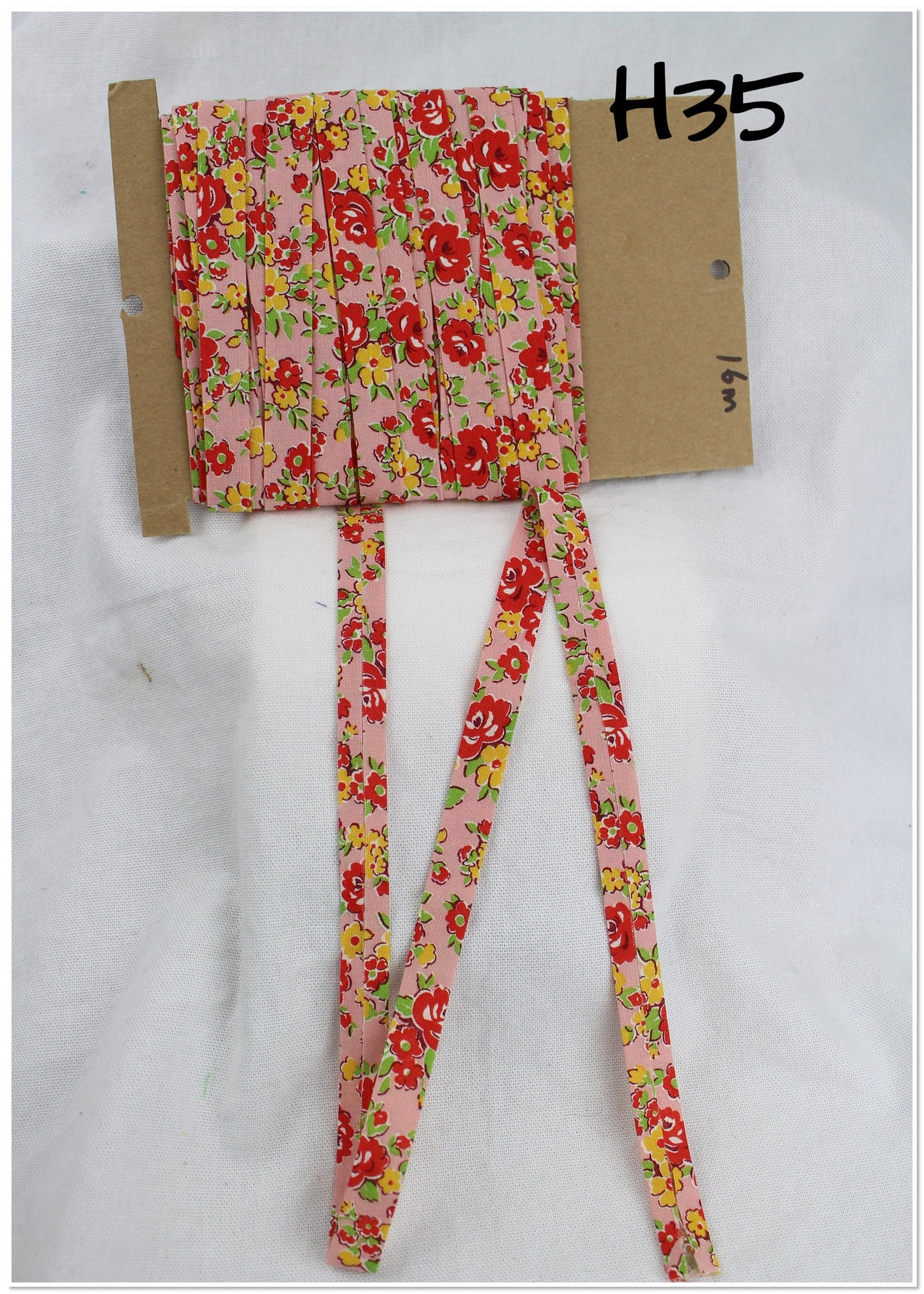 Bias Binding (Tape) 12mm, Cotton, Single Fold, flowers, floral. Fusible iron on available.