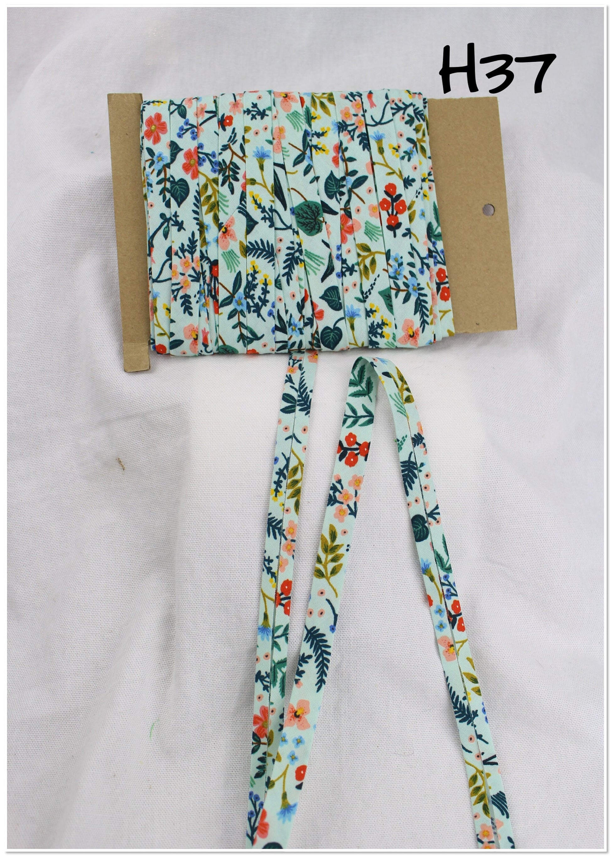 Bias Binding (Tape) 12mm, Cotton, Single Fold, floral. Fusible iron on available.
