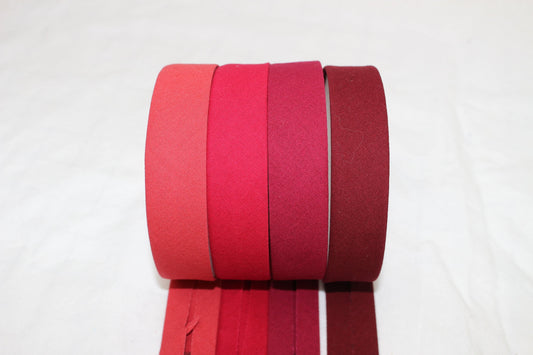 Bias Binding (tape) 25mm or 12mm, single fold, 100% Cotton. red. Fusible iron on available.