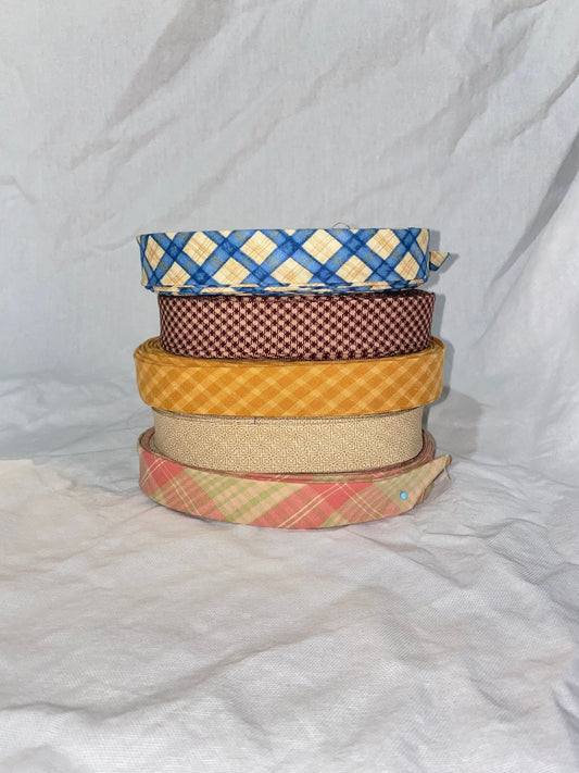 Bias Binding (Tape) 25mm, Cotton, Single Fold, Gingham, plaid, checkers. Fusible iron on available.