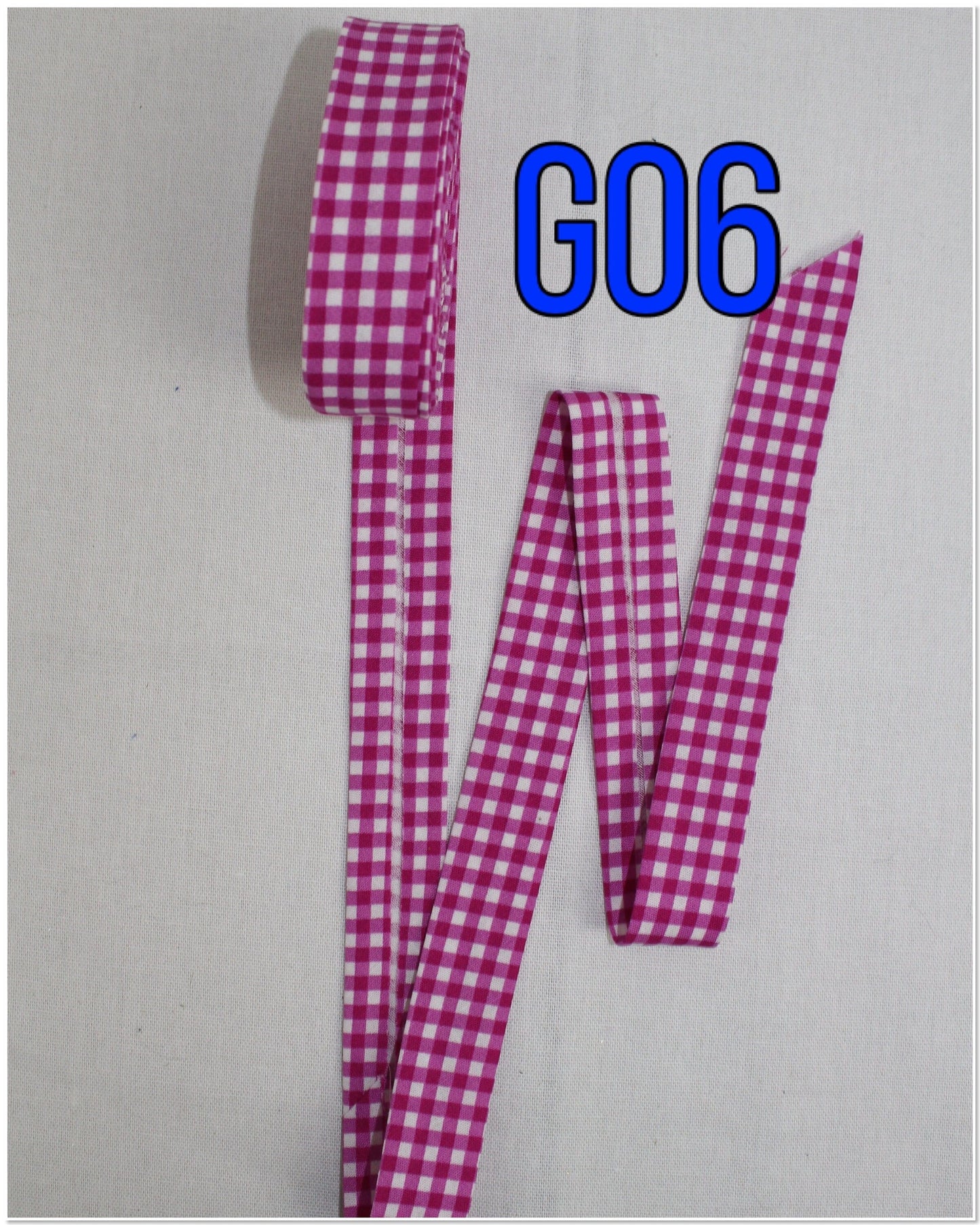 Gingham Bias Binding (tape) 25mm or 12mm, single fold, 100% Cotton. pink, yellow, blue, purple, orange, black. Fusible iron on available.