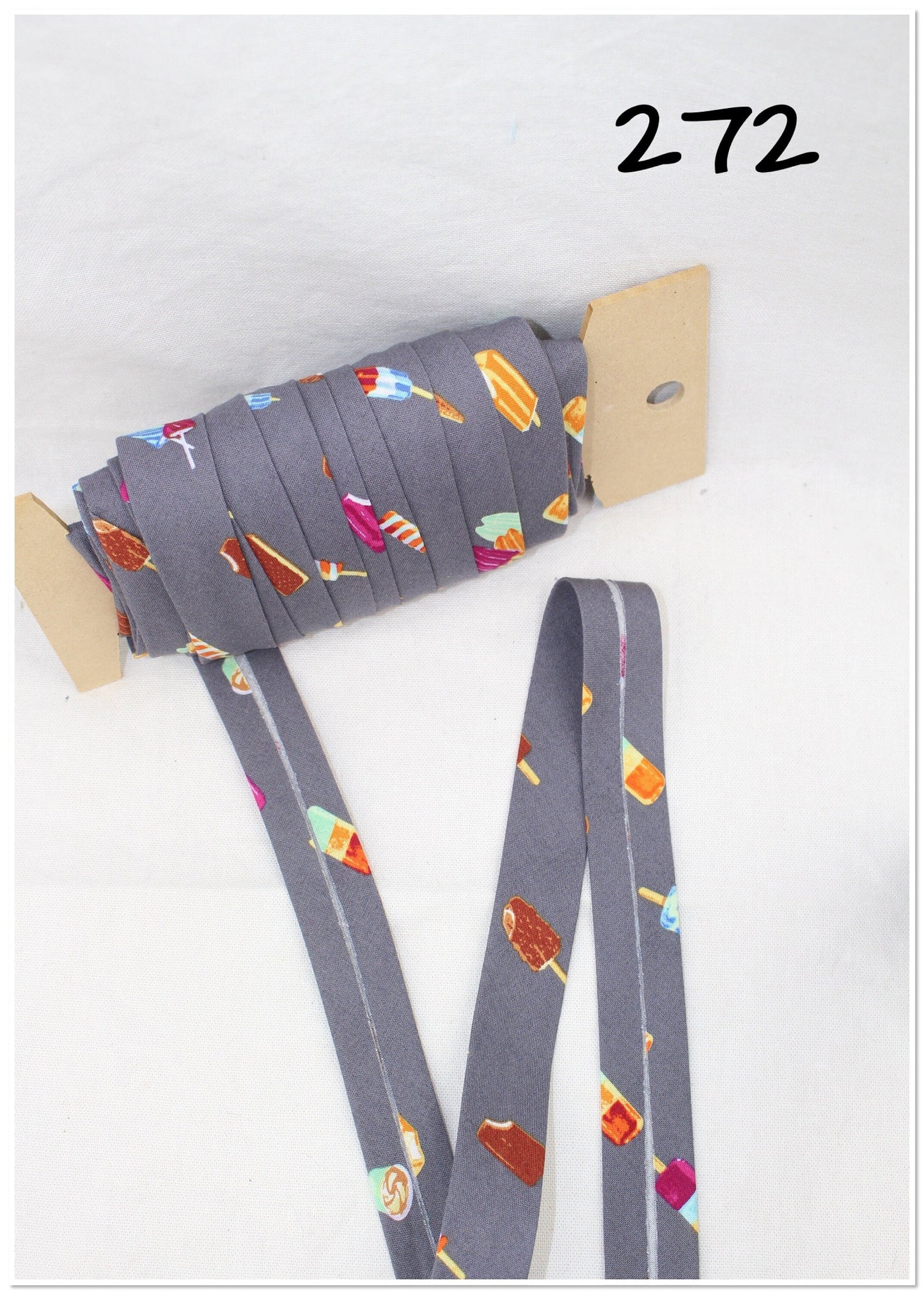 Bias Binding (Tape) 25mm, Cotton, Single Fold, cheese, ice cream. Fusible iron on available.