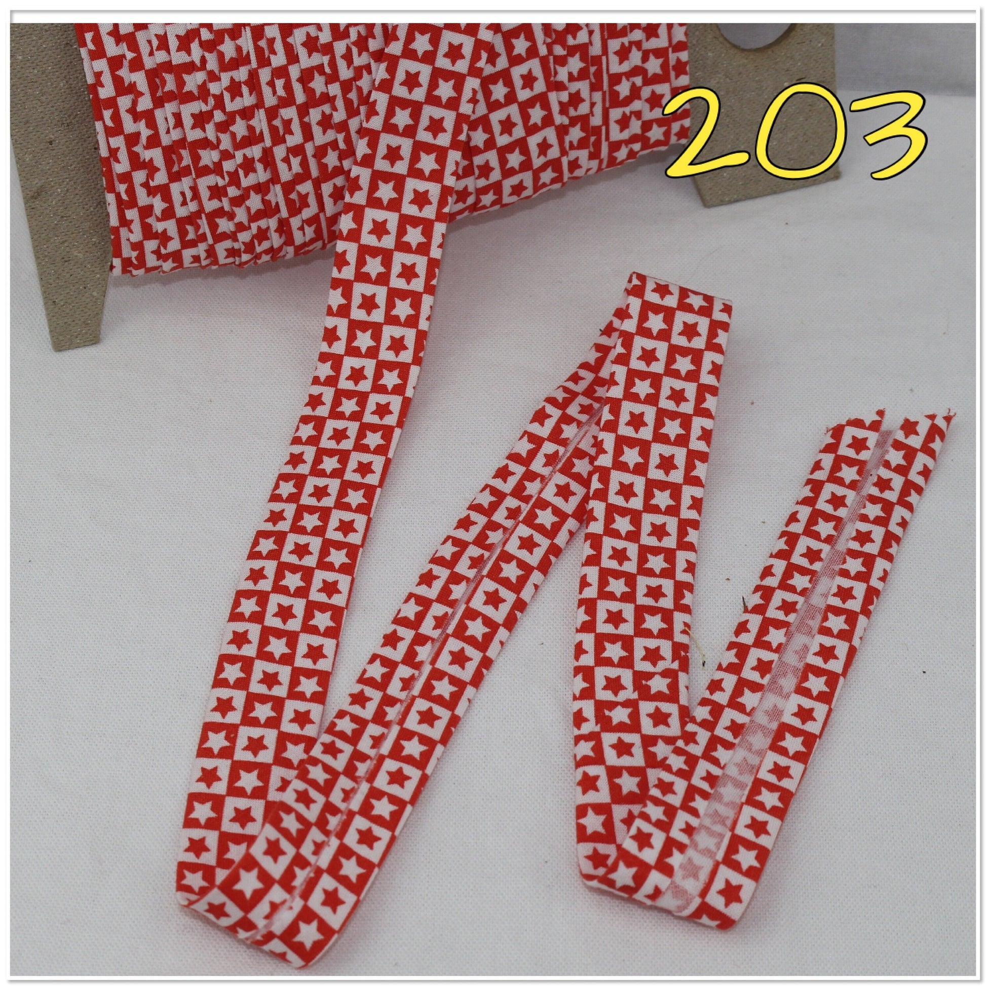 Bias Binding (Tape) 25mm, Cotton, Single Fold, red, yellow. Fusible iron on available.