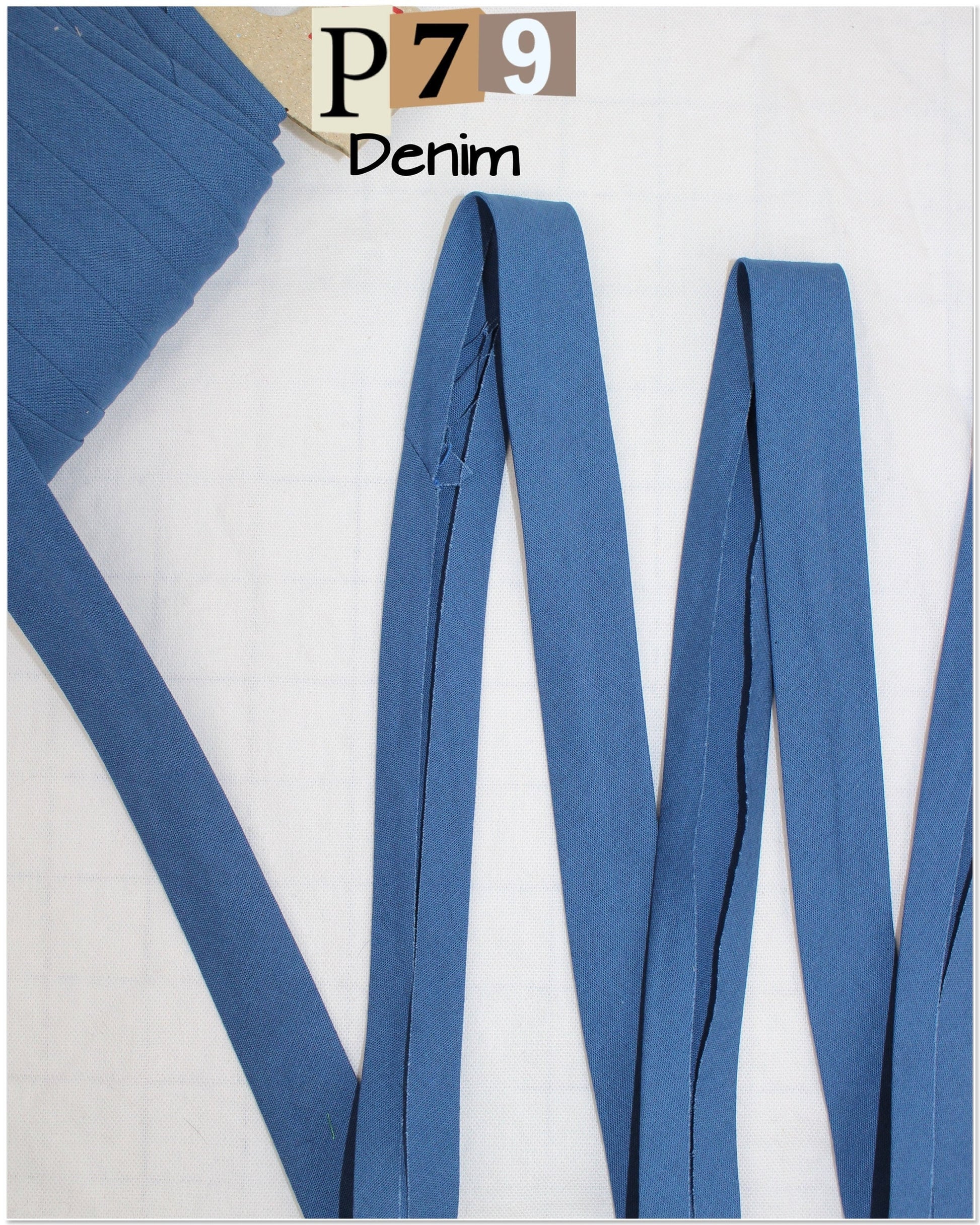 Bias Binding (tape) 25mm or 12mm, single fold, 100% Cotton. blue/light blue/dark blue/navy. Fusible iron on available.