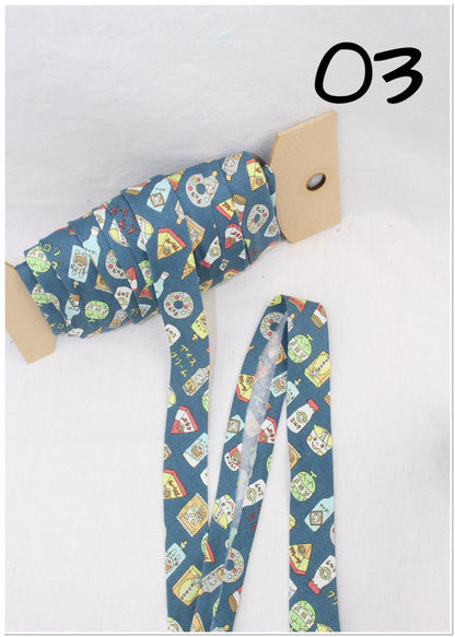 Bias Binding (Tape) 25mm, Cotton, Single Fold, bugs, animals. Fusible iron on available.