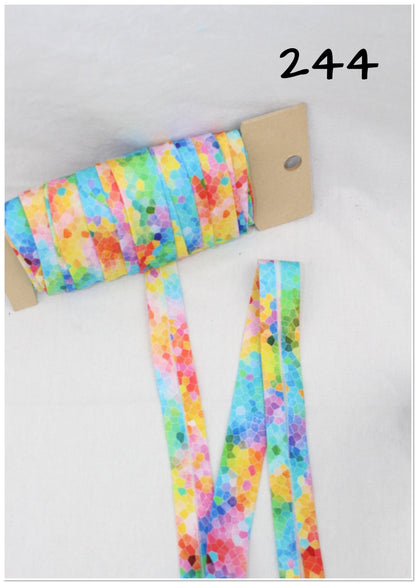Bias Binding (Tape) 25mm, Cotton, Single Fold, colourful patterns. Fusible iron on available.