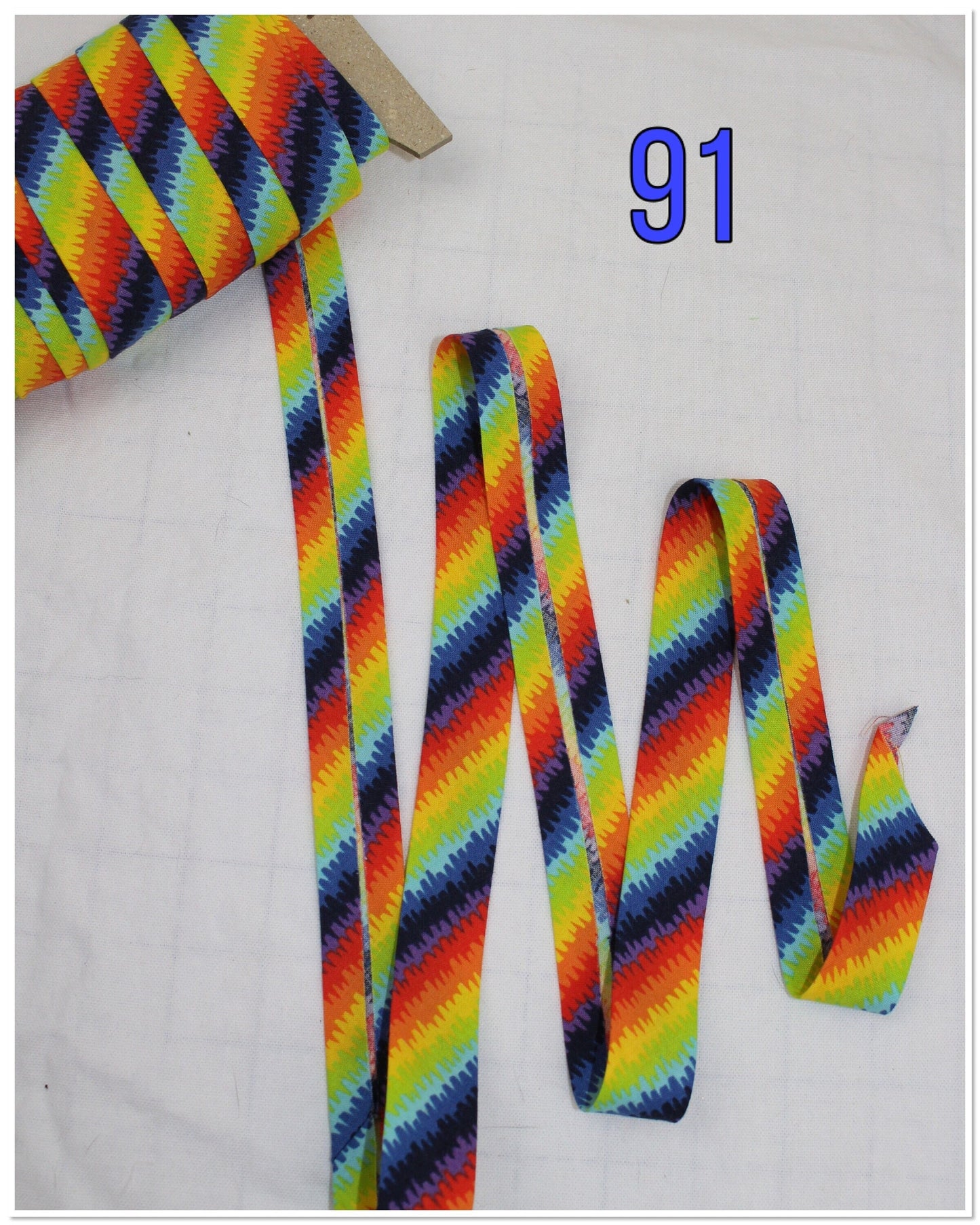 bias binding/tape/(fusible iron on available)/single fold/1 inch wide (1m)rainbow/colourful