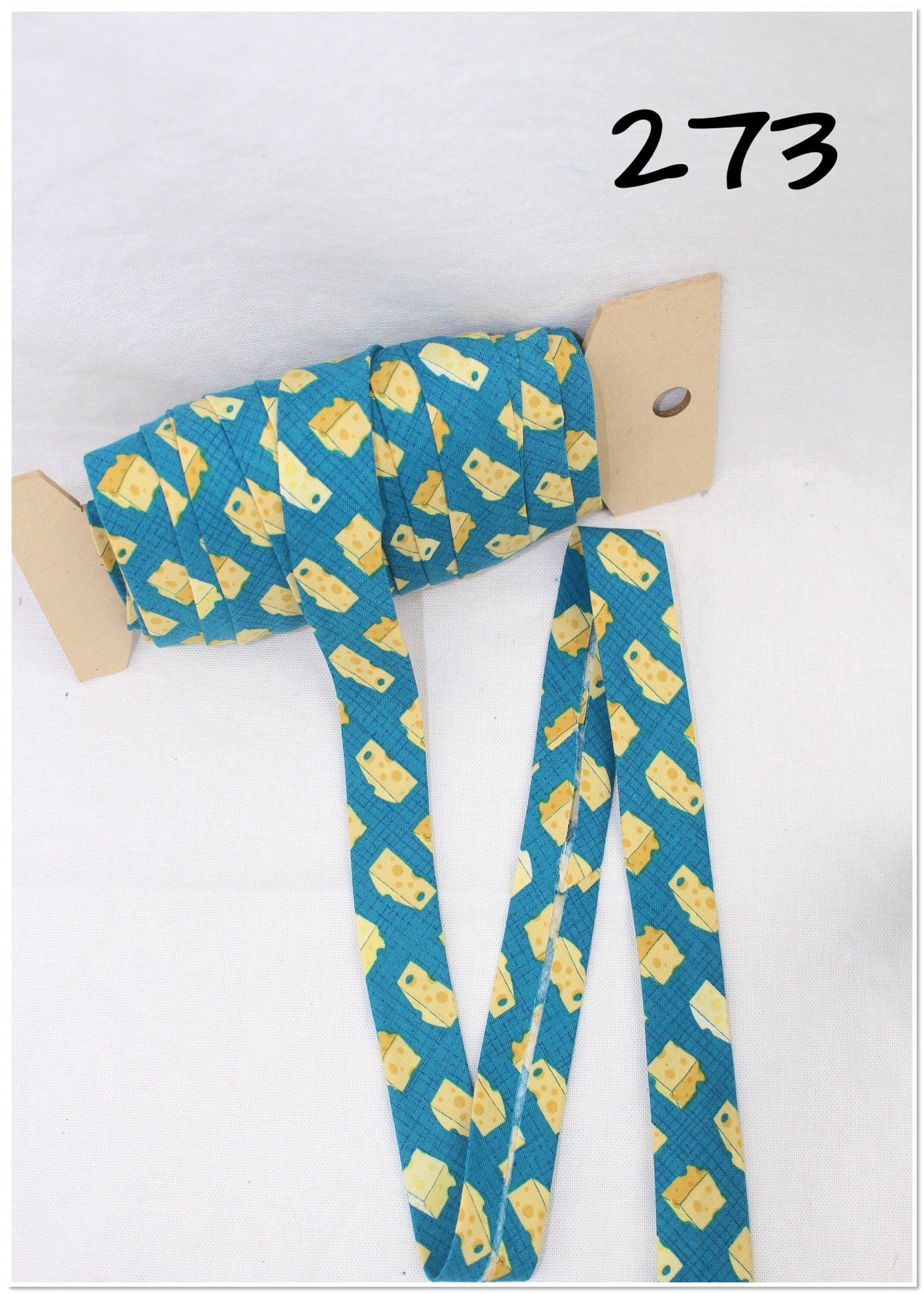Bias Binding (Tape) 25mm, Cotton, Single Fold, cheese, ice cream. Fusible iron on available.