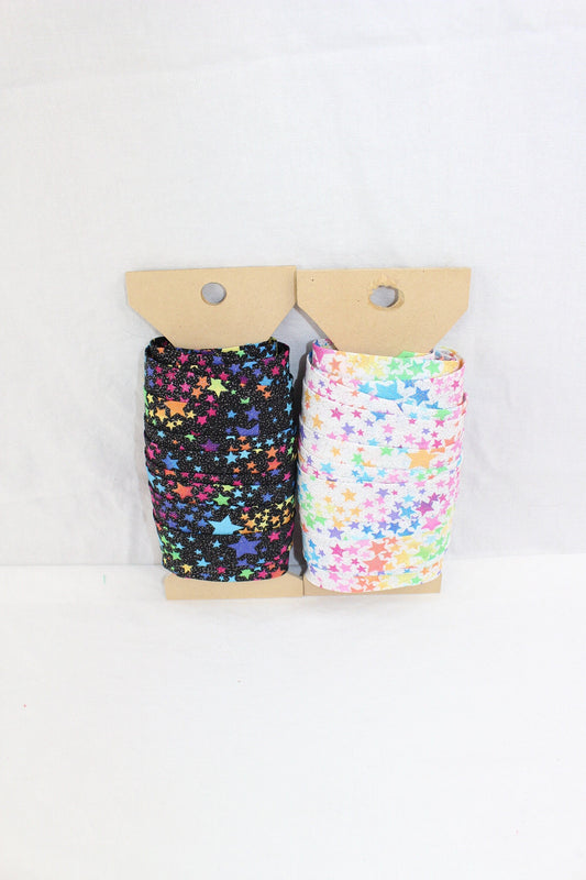 Bias Binding (Tape) 25mm, Cotton, Single Fold, stars, glitter, patterned. Fusible iron on available.