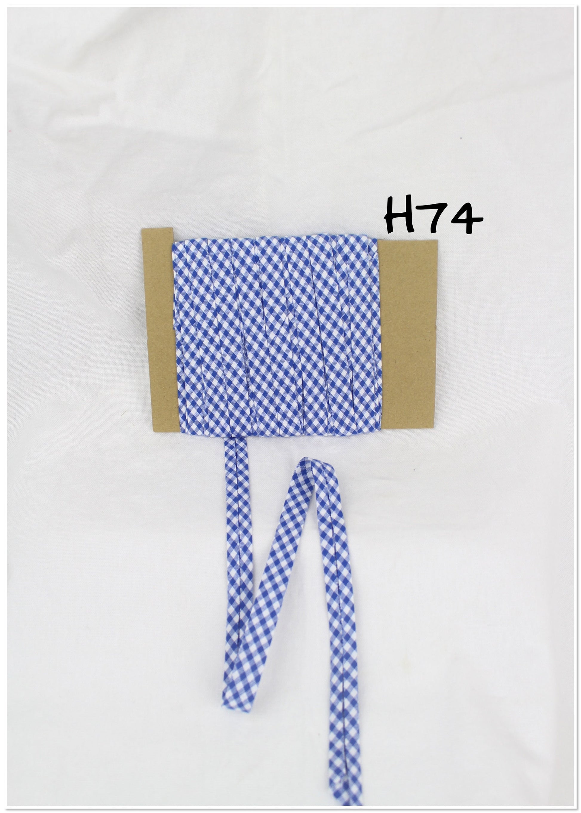 Bias Binding (Tape) 12mm, Cotton, Single Fold, gingham. Fusible iron on available.