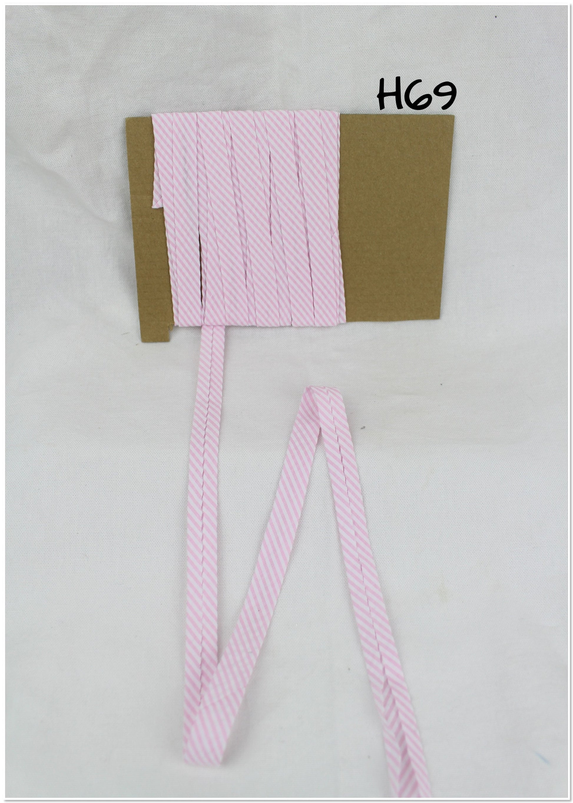 Bias Binding (Tape) 12mm, Cotton, Single Fold, pink stripes, green stripes. Fusible iron on available.